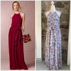NWT BHLDN Anthropologie Donna Morgan Alana Lilac Wildflower Maxi Dress $260